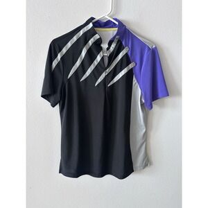 Jamie Sadock 1/4 Zip Large Golf Short Sleeve top Black Purple Tennis Pickleball